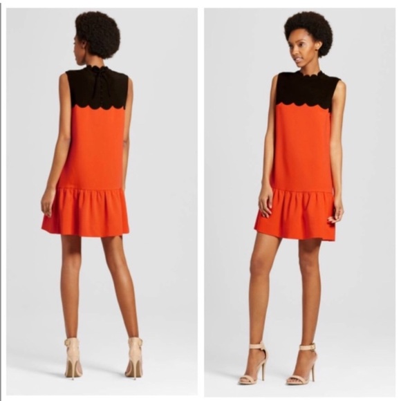 Dresses & Skirts - Red black scalloped rifle flounce pencil baby doll dress